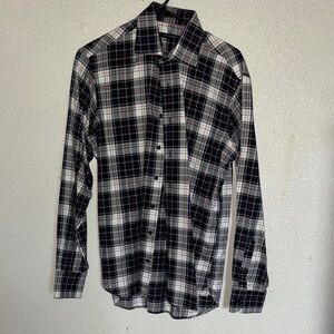 Classic Black and White Plaid Men's Shirt